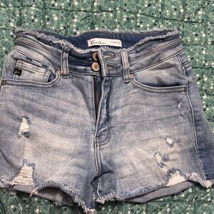 KanCan Women's Light Blue Distressed Jean Shorts